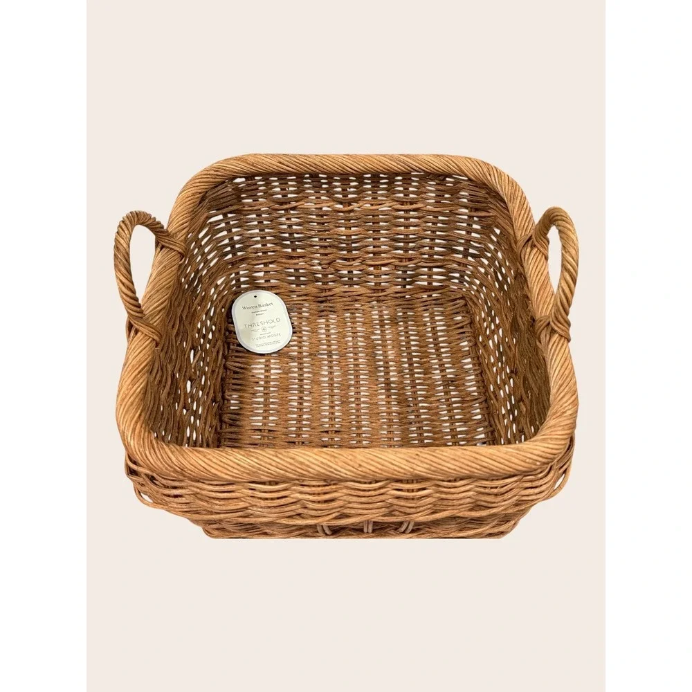 Medium Square Rattan Harvest Basket Brown - Threshold Studio McGee, Target